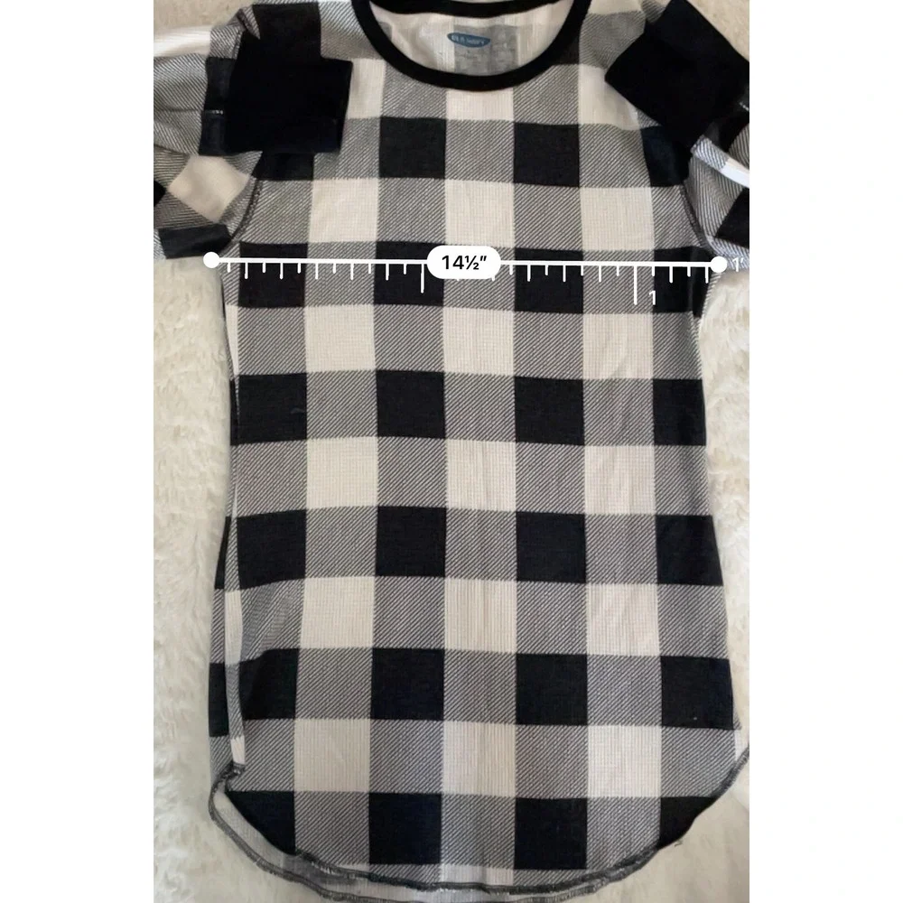 Old Navy Pajama Top Waffle Knit Buffalo Plaid Holiday Unisex Youth Base Layer M
